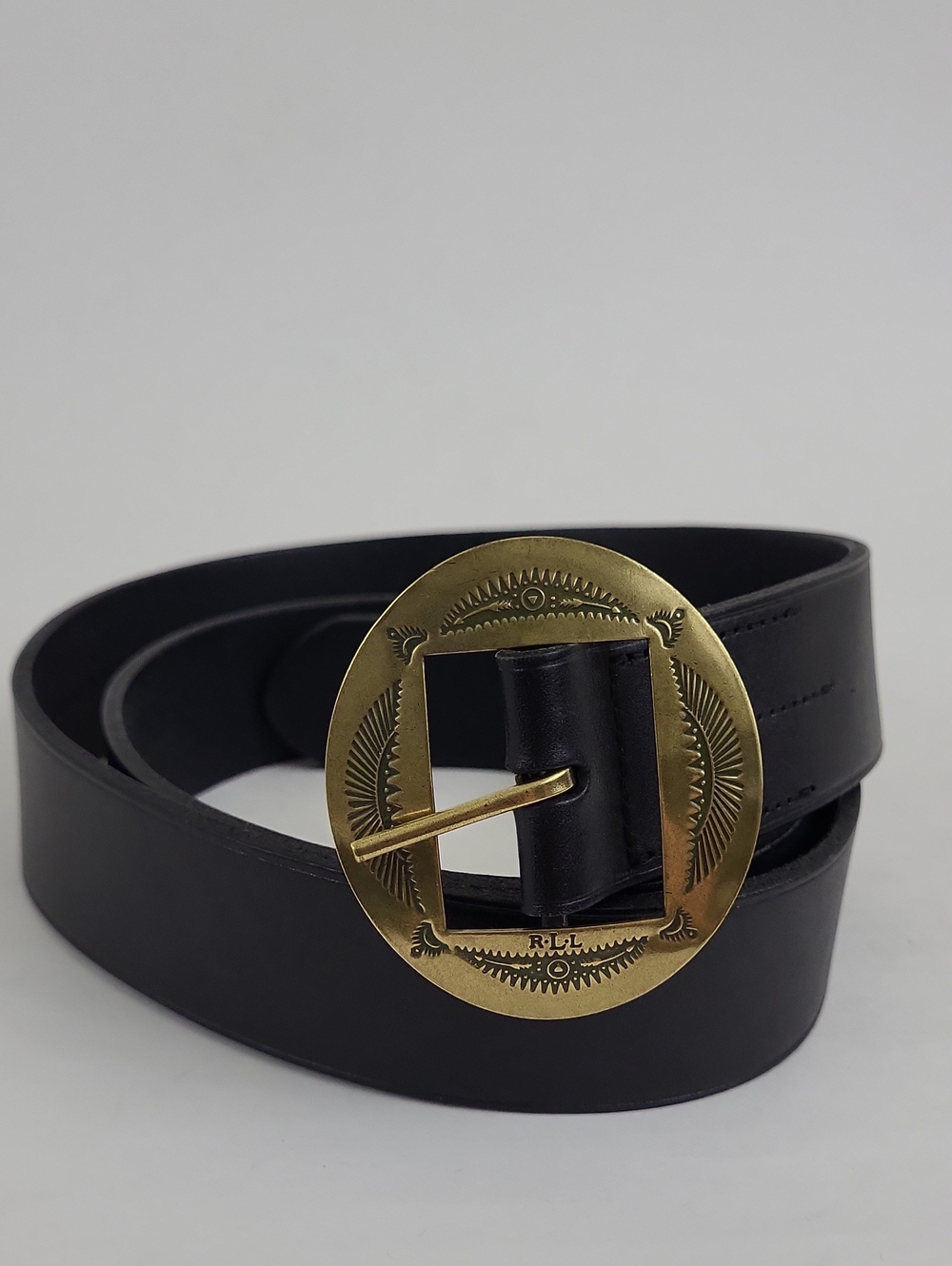 Lauren Ralph Lauren Black Leather belt with Brass Buckle